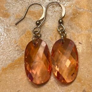 Swarovski Rose Peach Faceted Oval Earrings Stainless Steel 1 5/8” Gorgeous!🌹🍑
